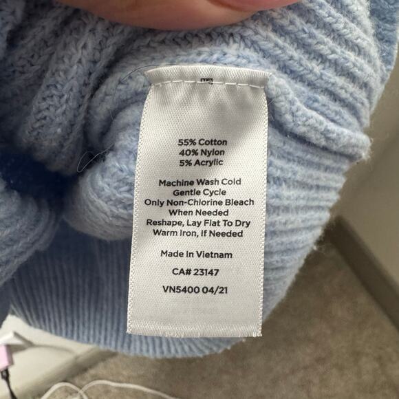 Talbots Plus 1X Blue V-Neck Sweater Pullover Ribbed Knit Long Sleeve Cotton - Picture 5 of 7